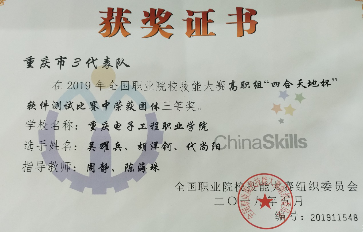 获奖证书